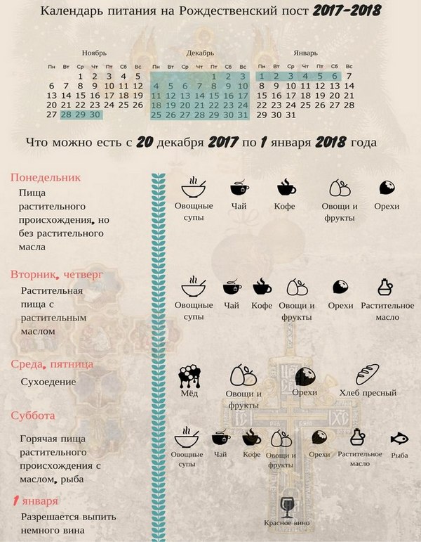 календарь 2017-2018,календарь питания,календарь Рождественский пост,